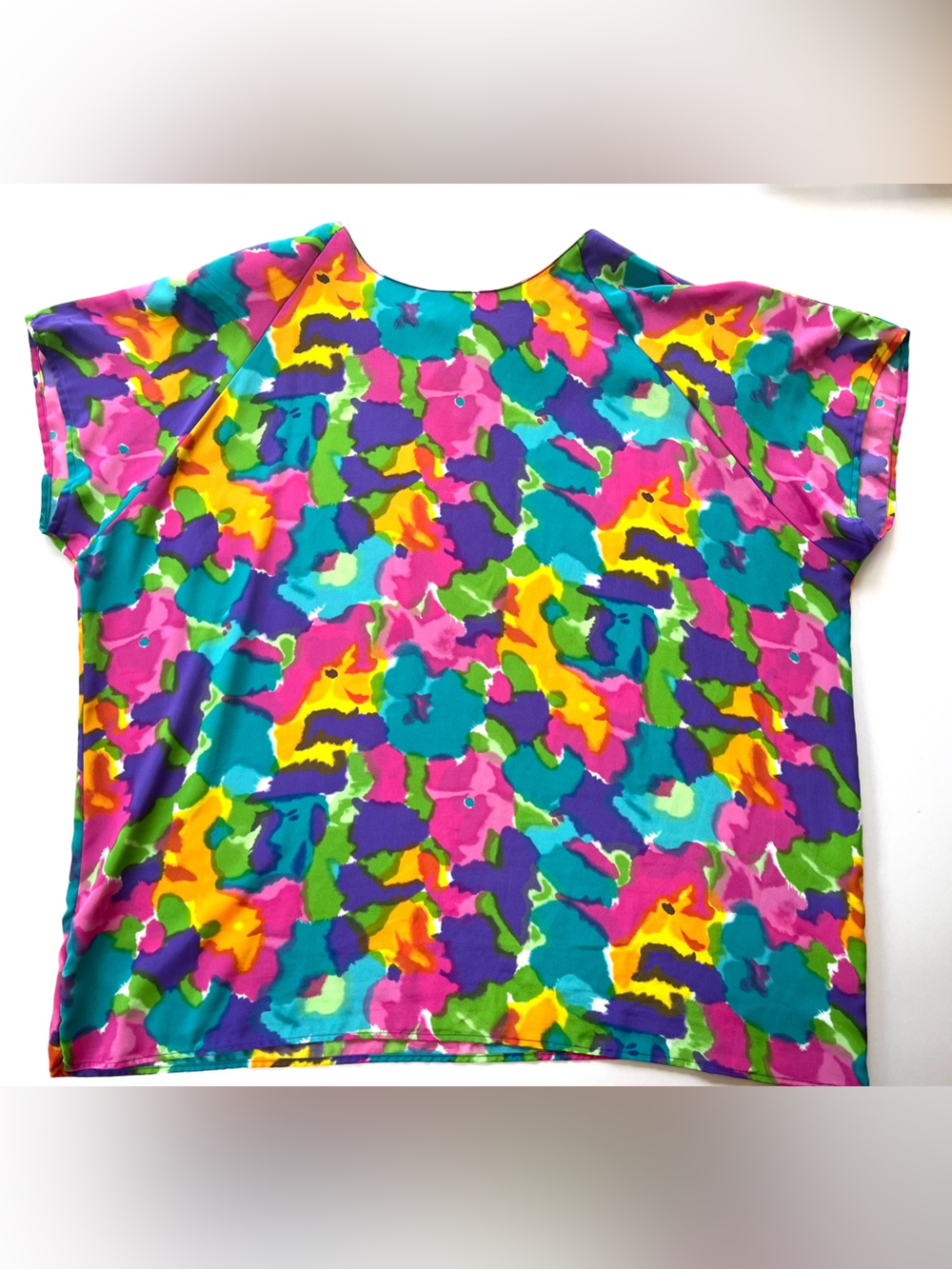 Plus Size Vintage Vibrant Multicolor Abstract Print Blouse 4x Rare Impressions